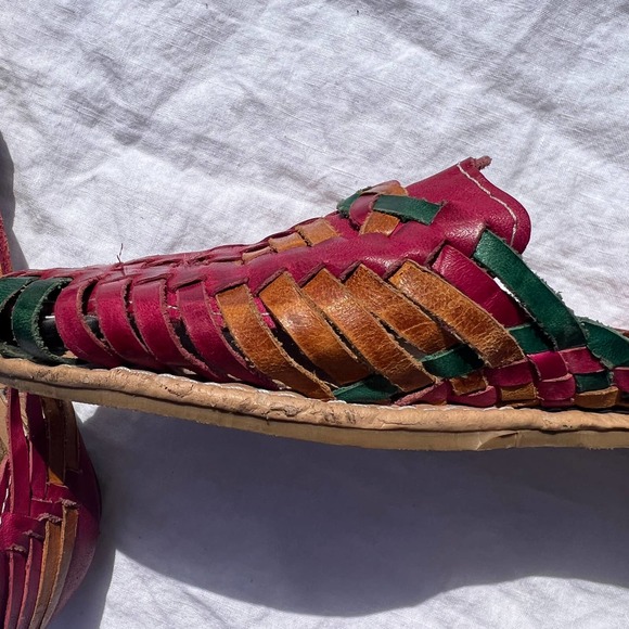 Muted Berry and Camel Woven Leather Flats - Picture 5 of 11